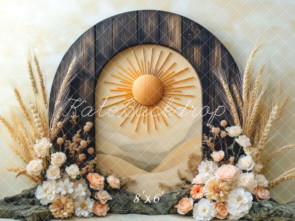 Kate Boho Bogen Sonne Trockenblumen Hintergrund Entworfen von Mini MakeBelieve - Kate Backdrop.de