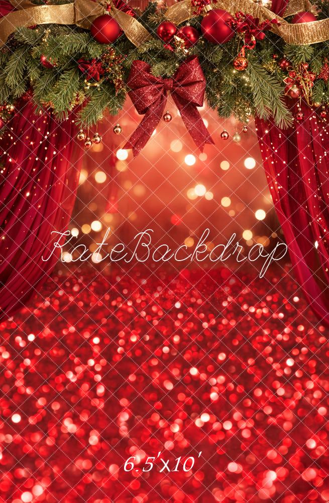Kate Weihnachten Tannenzweige Kugeln Rot Hintergrund Entworfen von Emetselch - Kate Backdrop.de