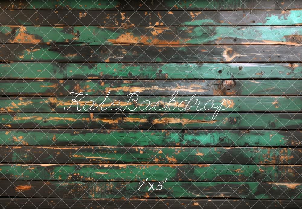 Kate Holz Bretter Grün Vintage Hintergrund Entworfen von Mini MakeBelieve