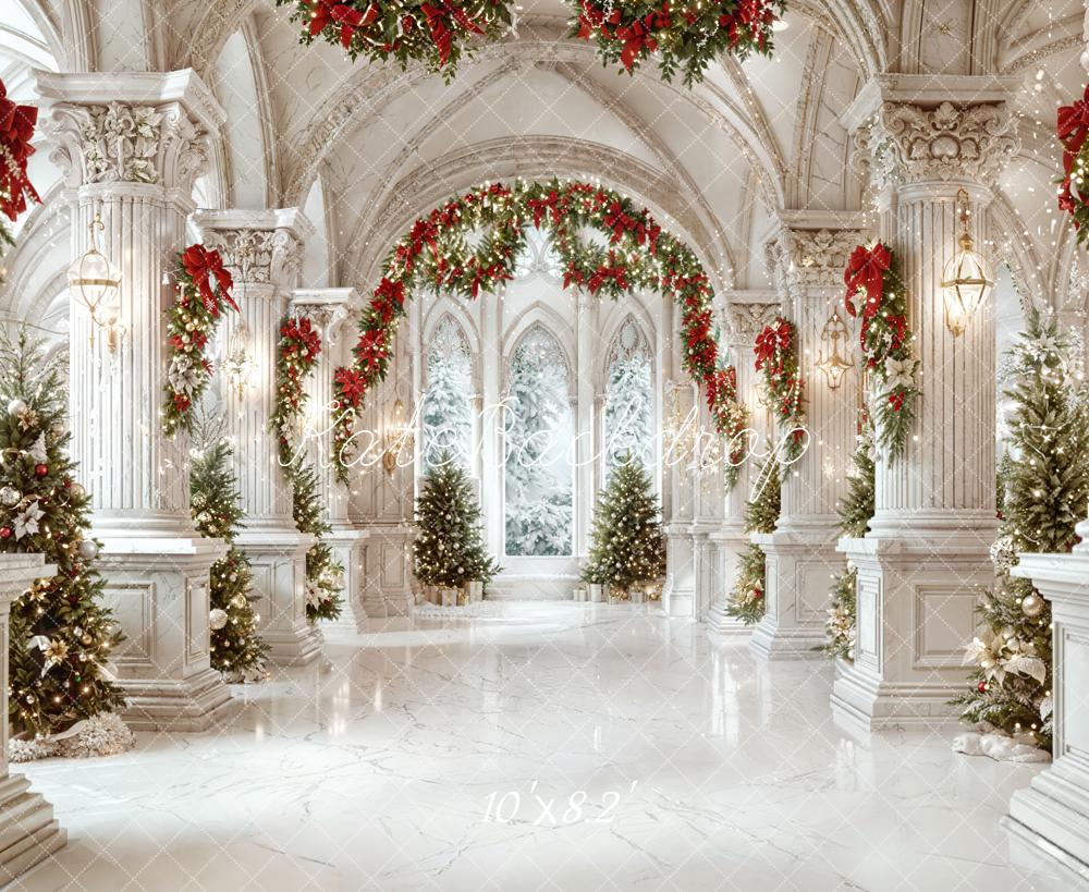 Kate Weihnachten Palast Girlanden Weiß Hintergrund Entworfen von Emetselch - Kate Backdrop.de