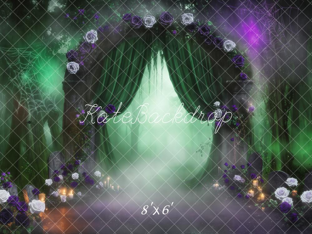 Kate Halloween Torbogen Blumen Nebel Hintergrund Entworfen von Emetselch - Kate Backdrop.de