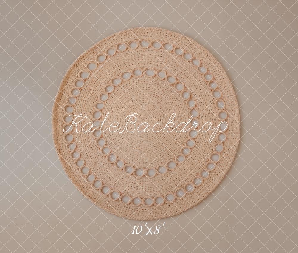 Kate Boho Geflochten Kreis Beige Fleece Hintergrund Entworfen von Kate Image - Kate Backdrop.de