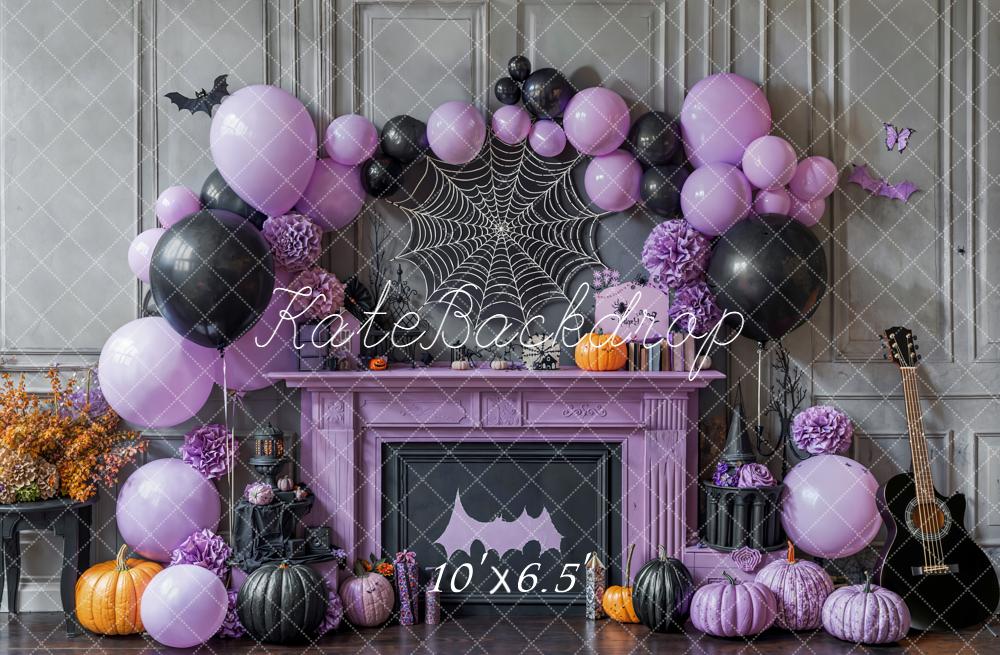 Kate Halloween Kamin Ballons Lila Hintergrund Entworfen von Emetselch - Kate Backdrop.de