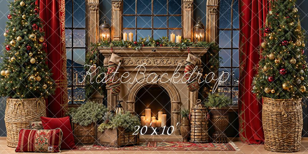 Kate Weihnachten Kamin Fenster Weihnachtsbaum Hintergrund Entworfen von Emetselch - Kate Backdrop.de