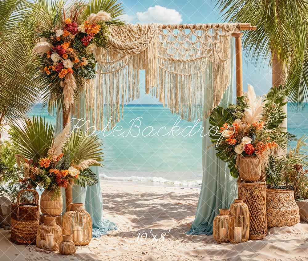 Kate Boho Hochzeit Strand Makramee Fleece Hintergrund Entworfen von Emetselch