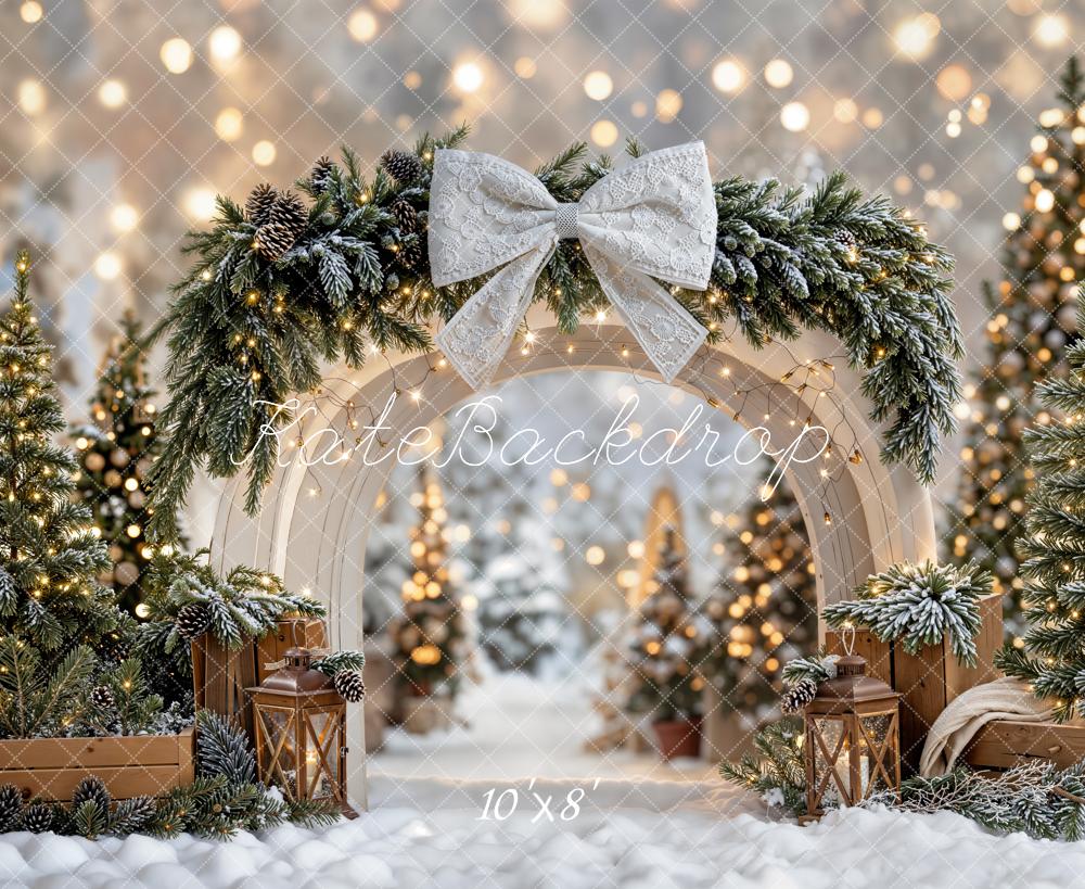 Kate Weihnachten Bogen Tannen Lichter Fleece Hintergrund Entworfen von Emetselch - Kate Backdrop.de