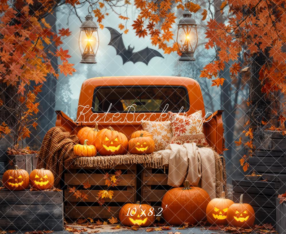 Kate Halloween Kürbisse Pickup Orange Hintergrund Entworfen von Emetselch - Kate Backdrop.de