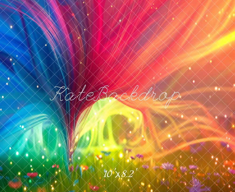 Kate Fantasie Bunte Strahlen Blumenwiese Hintergrund Entworfen von GQ - Kate Backdrop.de