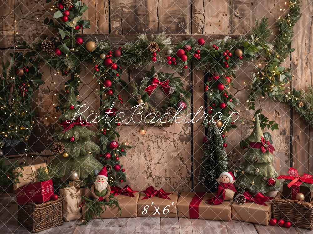 Kate Weihnachten Geschenke Kranz Rustikal Hintergrund Entworfen von Emetselch