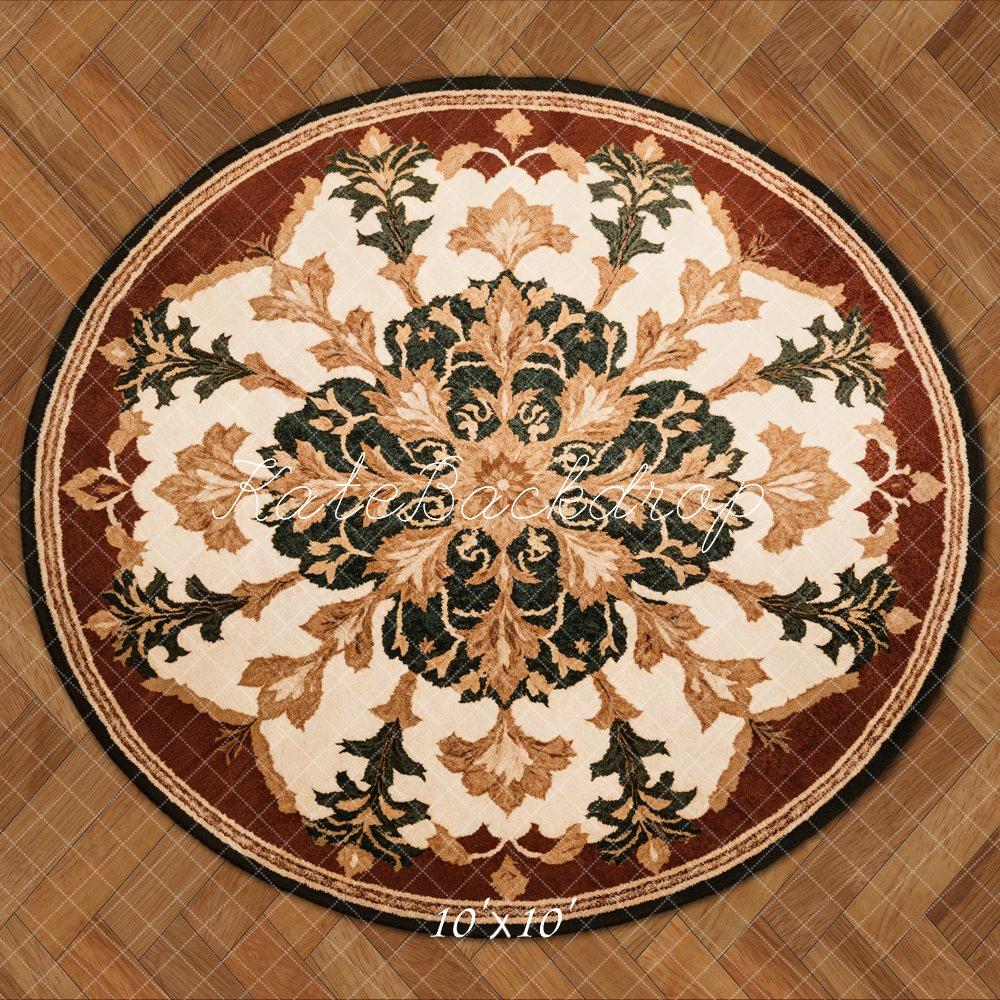 Kate Teppich Ornament Holzoptik Braun Hintergrund Entworfen von Kate Image