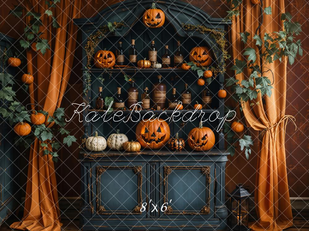 Kate Halloween Kürbisse Regal Orange Hintergrund Entworfen von Emetselch - Kate Backdrop.de