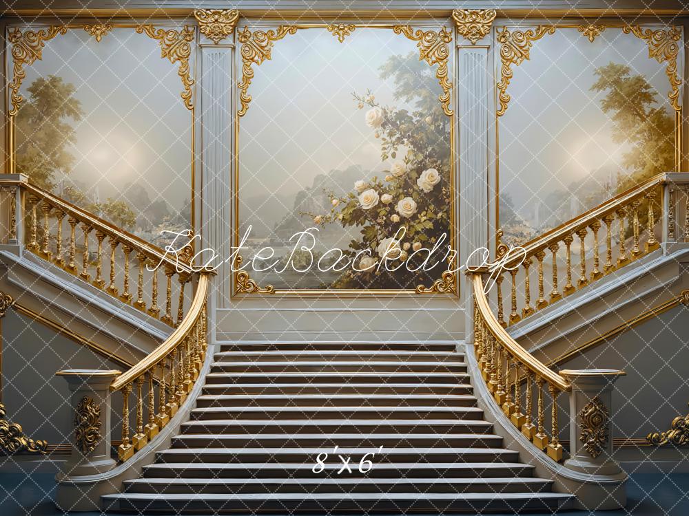 Kate Ball Prunktreppe Blumen Gold Hintergrund Entworfen von Mini MakeBelieve