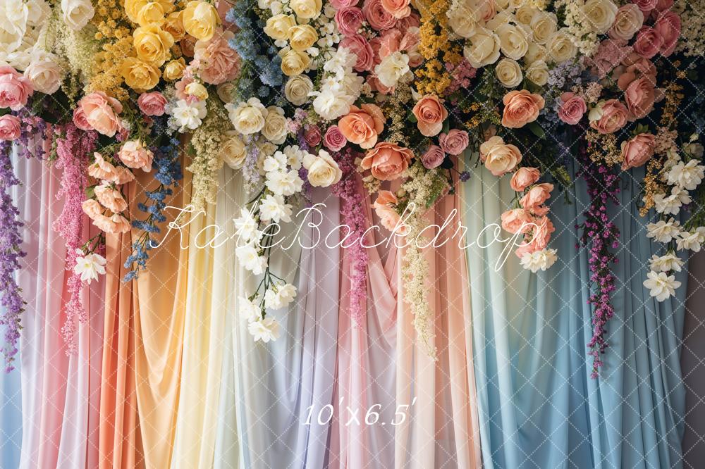 Kate Blumen Vorhang Pastell Romantisch Hintergrund Entworfen von Emetselch - Kate Backdrop.de