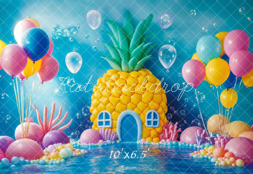 Kate Unterwasser Ananas Ballonhaus Bunt Fleece Hintergrund Entworfen von Emetselch - Kate Backdrop.de