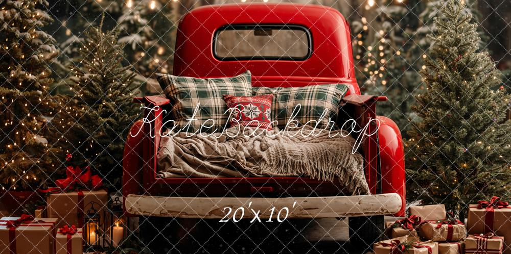 Kate Weihnachten Roter Pickup Tannenbaum Hintergrund Entworfen von Emetselch - Kate Backdrop.de