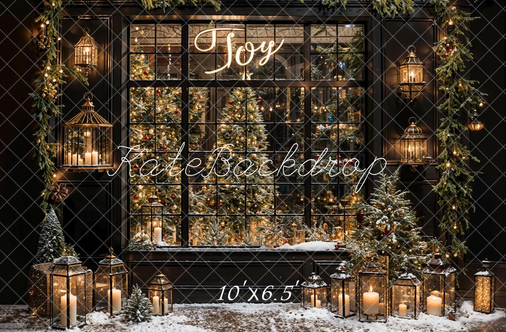 Kate Weihnachten Fenster Lichter Schwarz Hintergrund Entworfen von Emetselch - Kate Backdrop.de