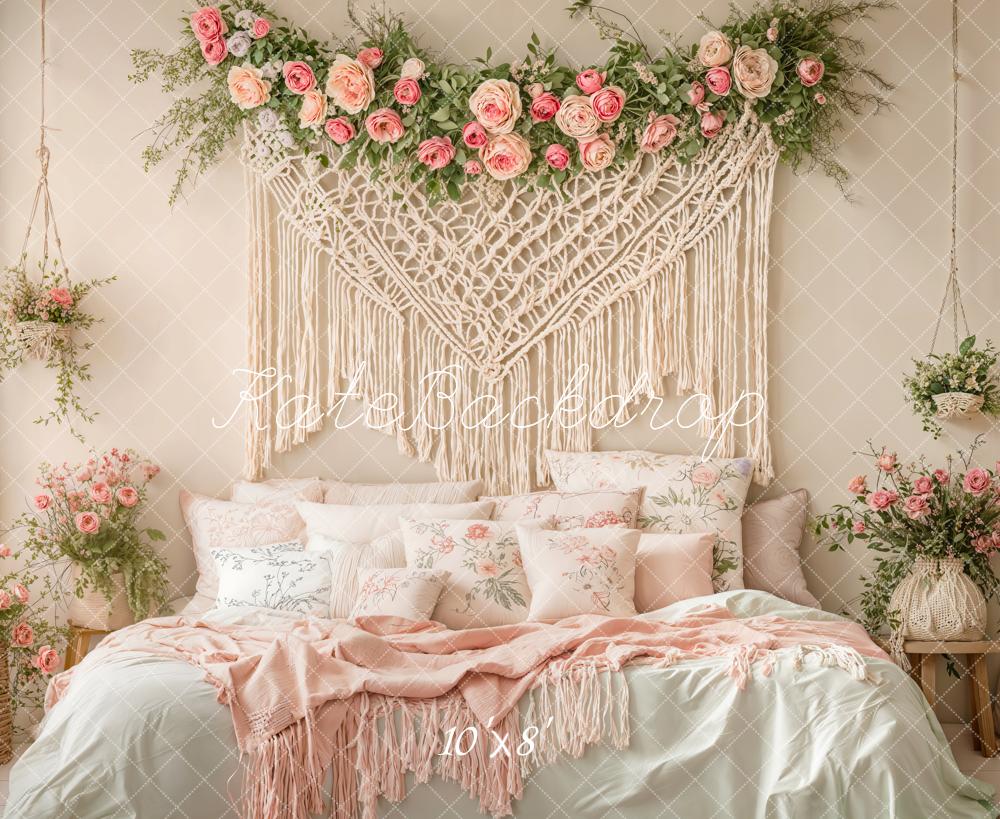Kate Boho Florale Makramee Pastell Fleece Hintergrund Entworfen von Emetselch - Kate Backdrop.de