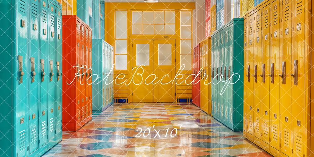 Kate Zurück Zur Schule Bunte Spinde Modern Hintergrund Entworfen von Emetselch - Kate Backdrop.de