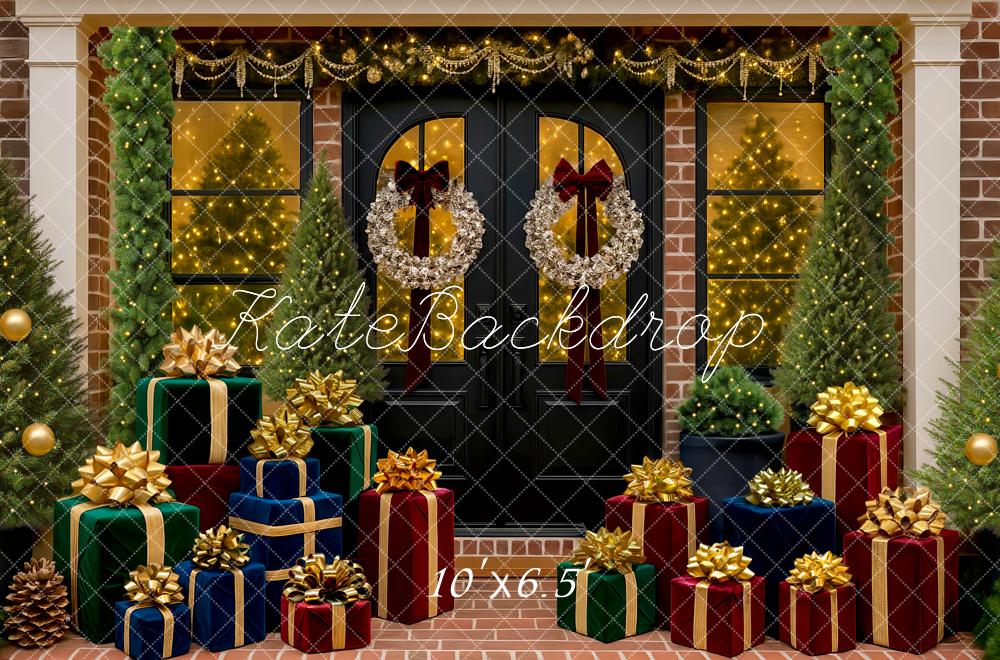 Kate Weihnachten Geschenke Tür Girlande Hintergrund Entworfen von Mini MakeBelieve - Kate Backdrop.de
