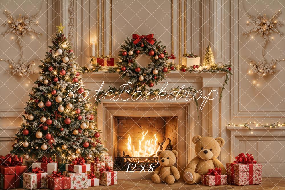 Kate Weihnachten Christbaum Kamin Präsente Fleece Hintergrund Entworfen von Emetselch