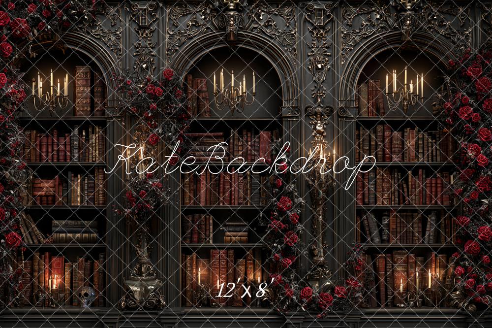 Kate Dunkle Bibliothek Rosen Kerzenleuchter Hintergrund Entworfen von Ashley Paul