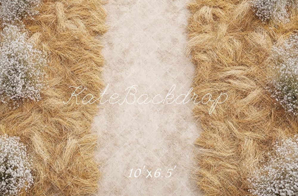 Kate Herbst Stroh Blumen Natürlich Hintergrund Entworfen von Mini MakeBelieve