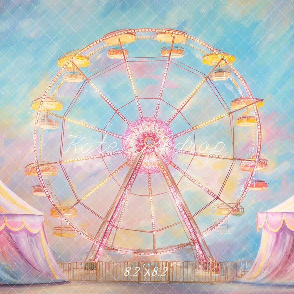 Kate Zirkus Riesenrad Bunte Zelte Pastell Hintergrund Entworfen von GQ - Kate Backdrop.de