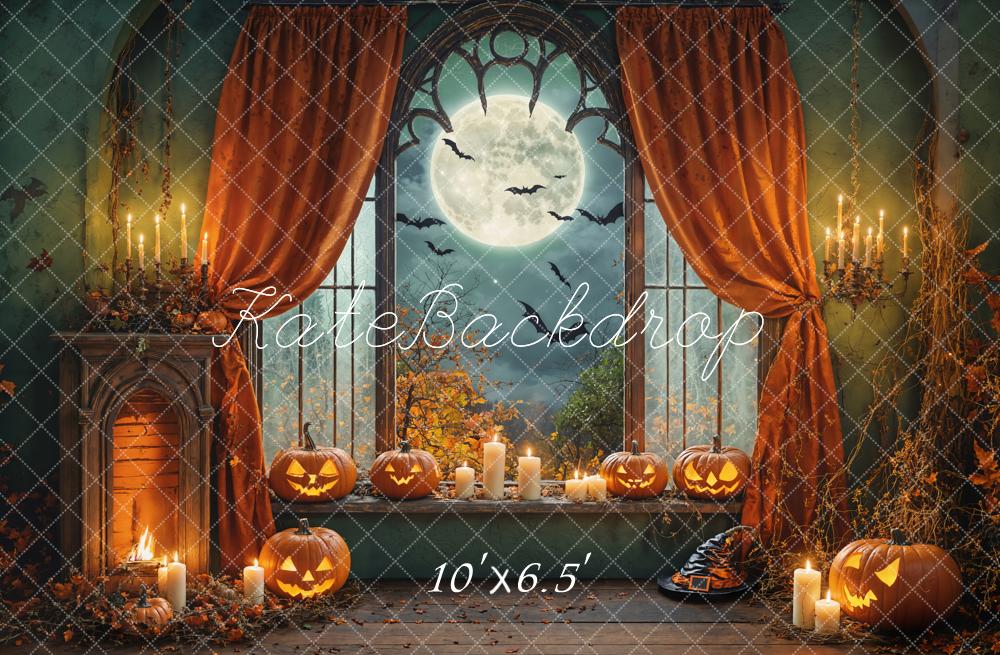 Kate Halloween Kürbisse Vollmond Vintage Hintergrund Entworfen von Chain - Kate Backdrop.de