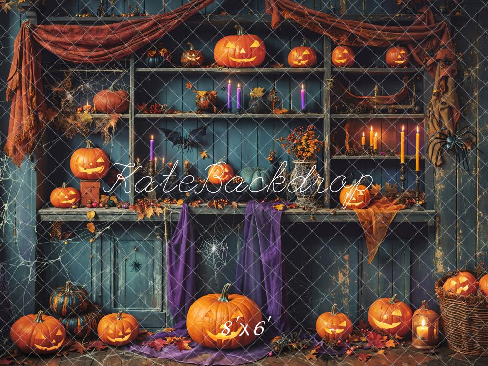 Kate Halloween Kürbisse Regal Vintage Hintergrund Entworfen von Emetselch - Kate Backdrop.de