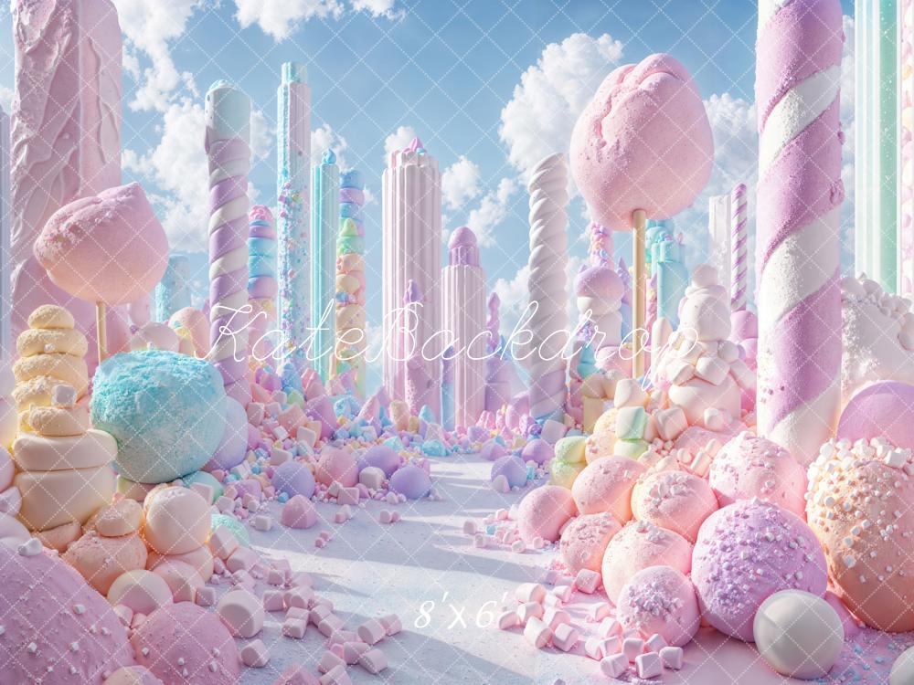 Kate Candyland Süßigkeiten Landschaft Pastell Hintergrund Entworfen von Emetselch
