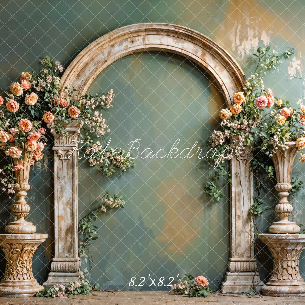 Kate Hochzeit Steinbogen Blumen Vintage Hintergrund Entworfen von Emetselch - Kate Backdrop.de