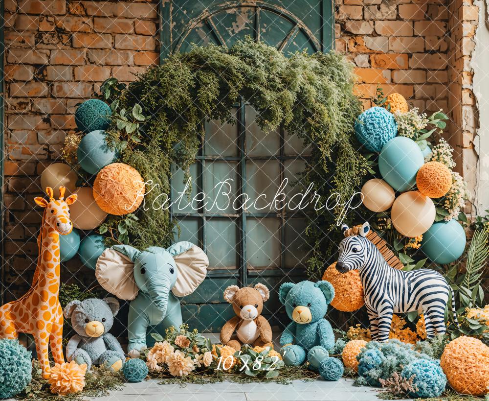 Kate Jungle Tiere Ballonbogen Vintage Fleece Hintergrund Entworfen von Emetselch - Kate Backdrop.de