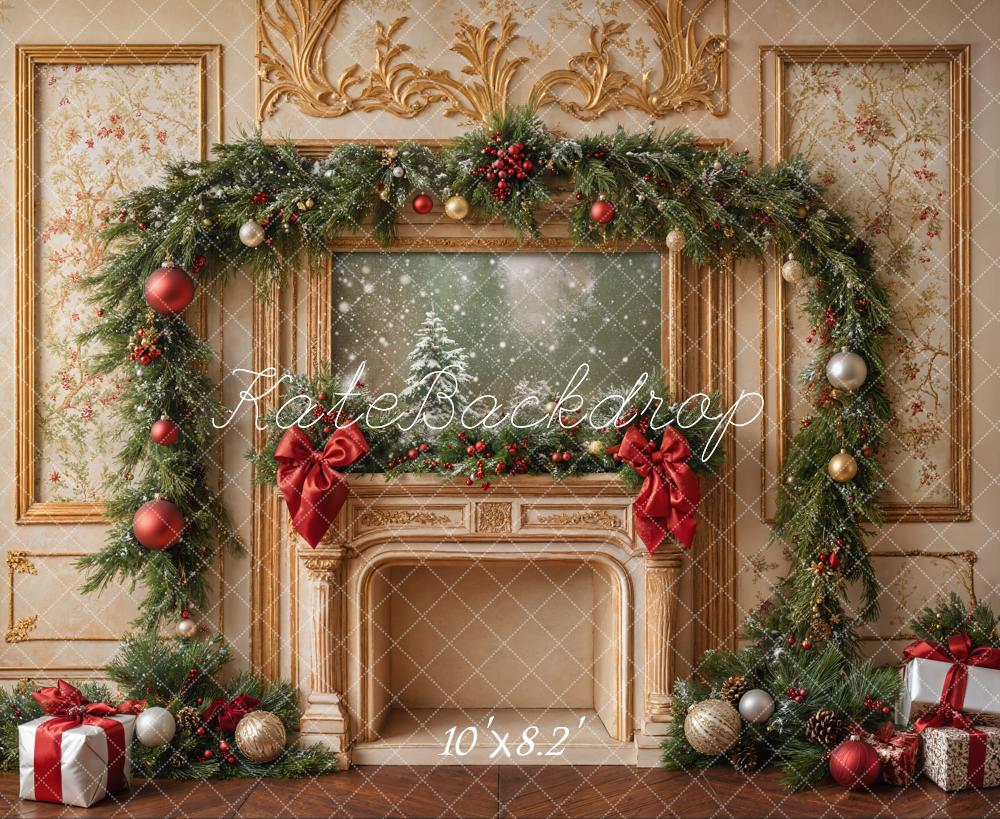 Kate Weihnachten Kamin Girlande Klassisch Hintergrund Entworfen von Emetselch