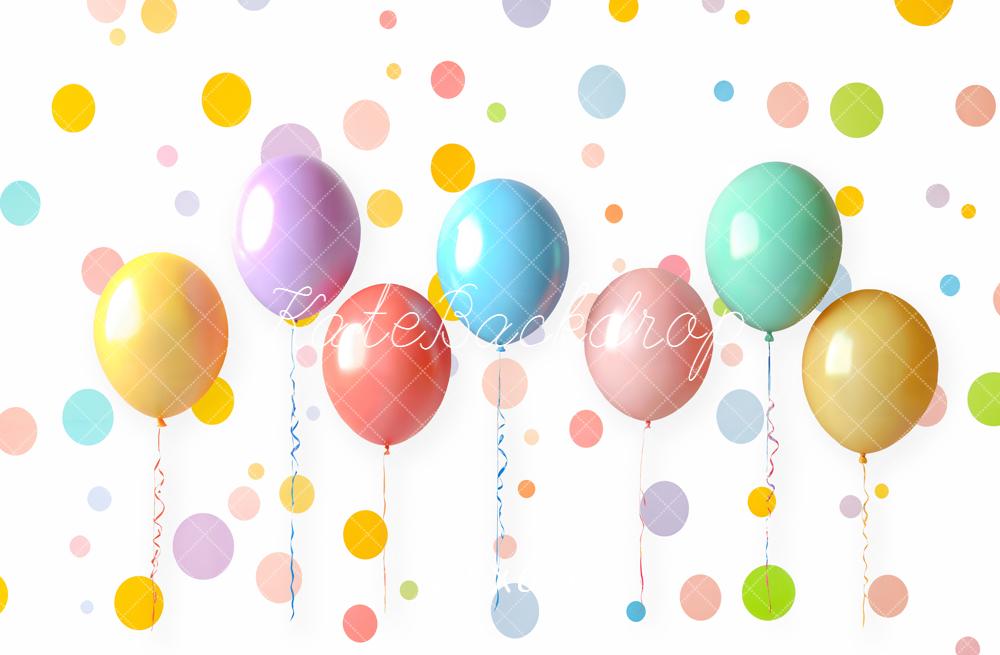 Kate Geburtstag Luftballons Bunte Punkte Hintergrund Entworfen von Emetselch - Kate Backdrop.de