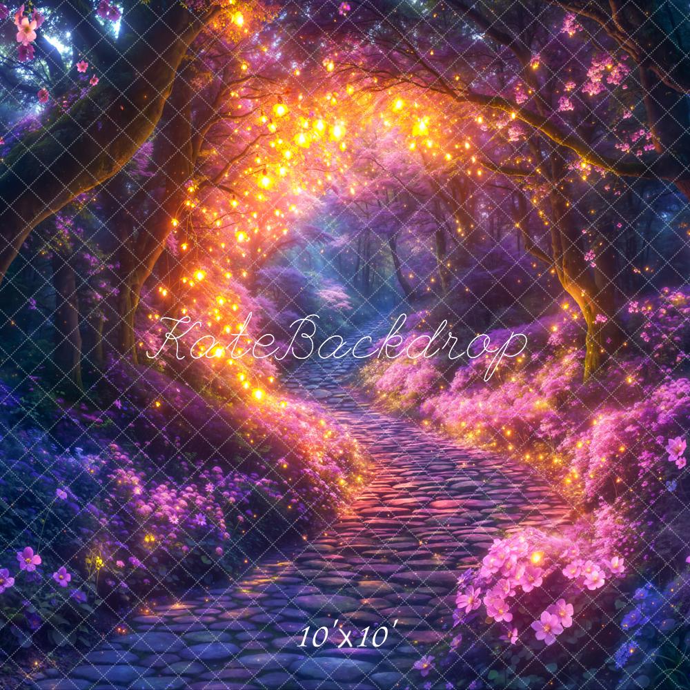 Kate Fairy Fantasy Wald Blumen Lichter Hintergrund Entworfen von Chain - Kate Backdrop.de