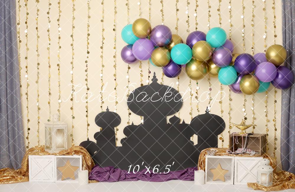 Kate Orientalisch Palast Ballons Gold Hintergrund Entworfen von Mini MakeBelieve - Kate Backdrop.de