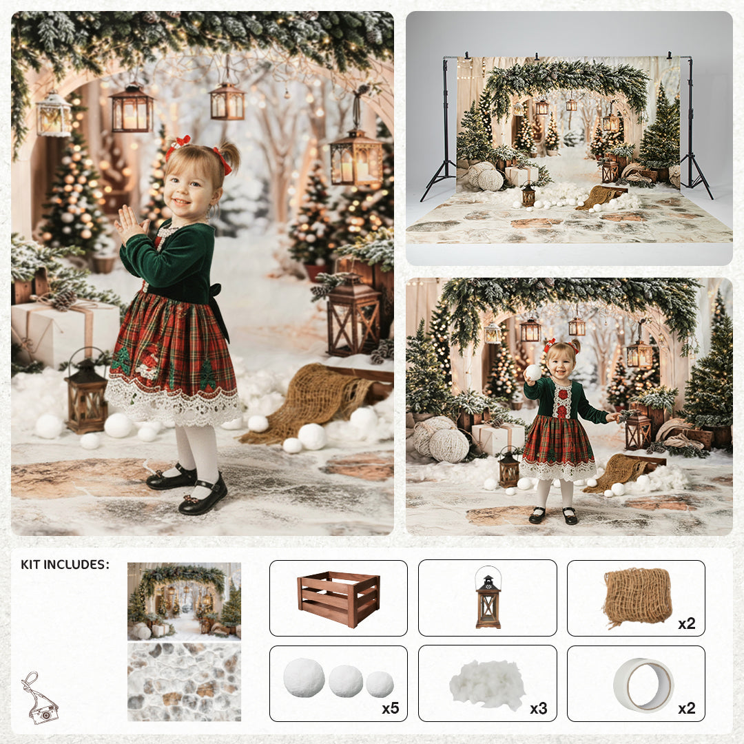 Kate Weihnachten Schnee-Fotografie-Set für Außenaufnahmen Fotografie-Hintergründe und Requisiten Themenpaket