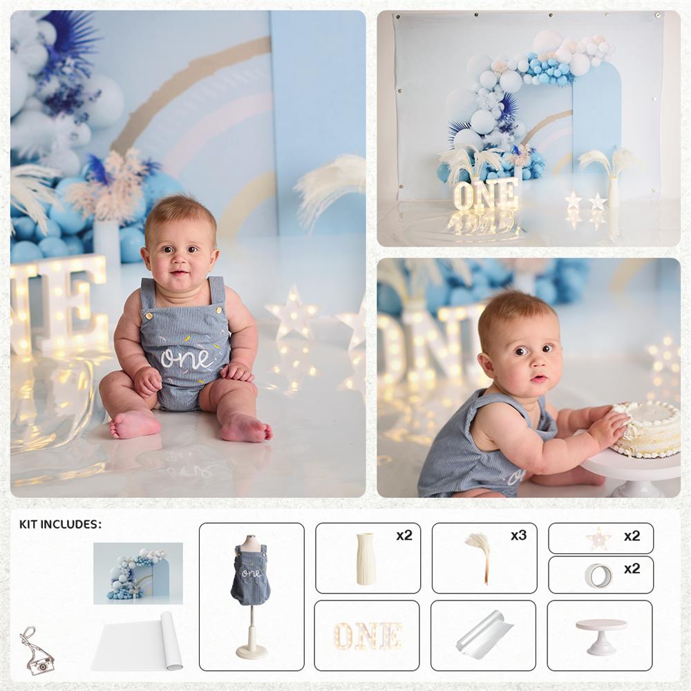 Kate Blau Boho Cake Smash Foto Kit