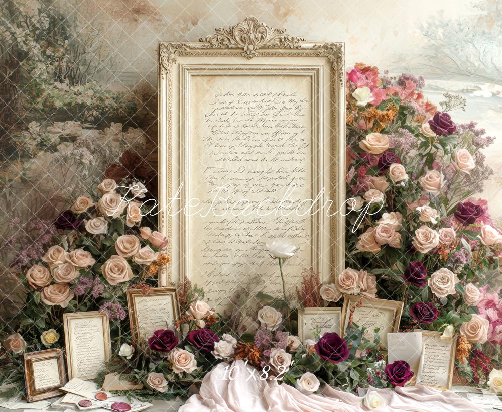 Kate Hochzeit Vintage Rahmen Rosen Hintergrund Entworfen von Mini MakeBelieve