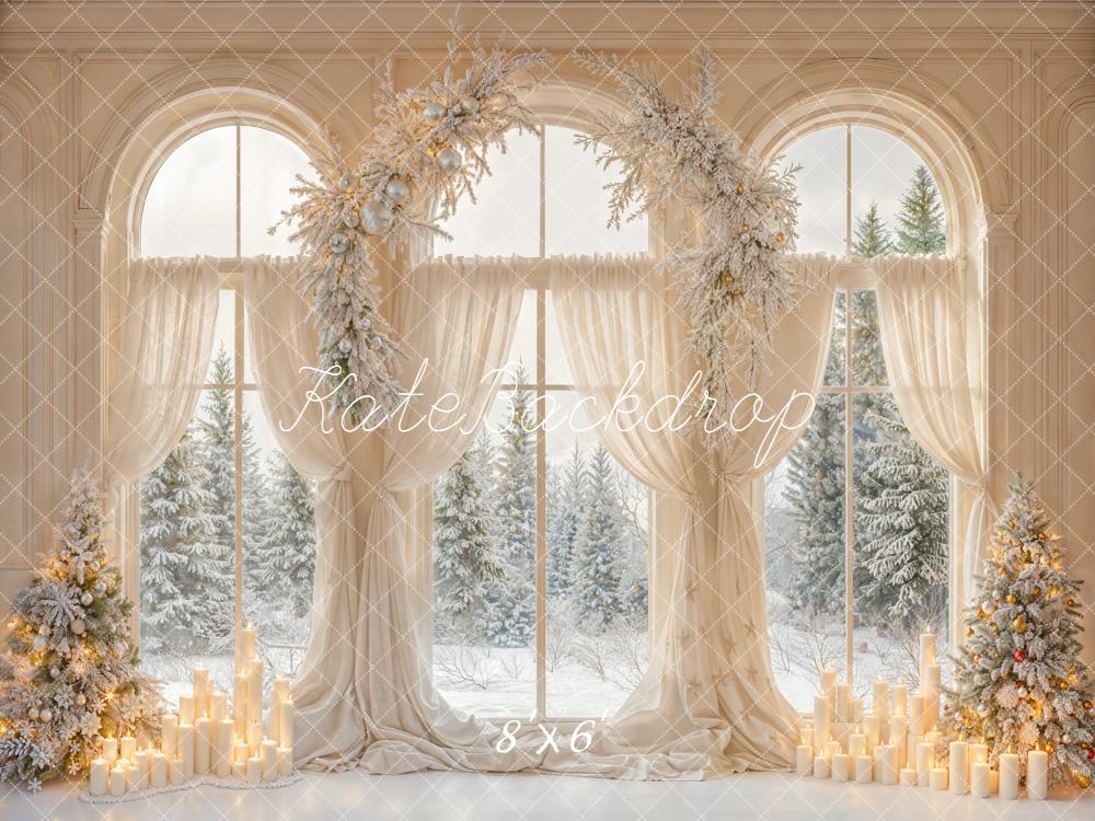 Kate Weihnachten Fenster Tannenbaum Weiß Hintergrund Entworfen von Emetselch - Kate Backdrop.de
