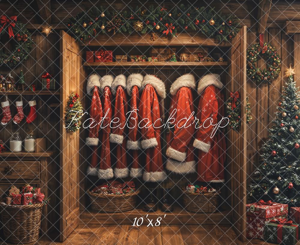 Kate Weihnachten Kleiderschrank Weihnachtsbaum Holz Fleece Hintergrund Entworfen von Emetselch - Kate Backdrop.de