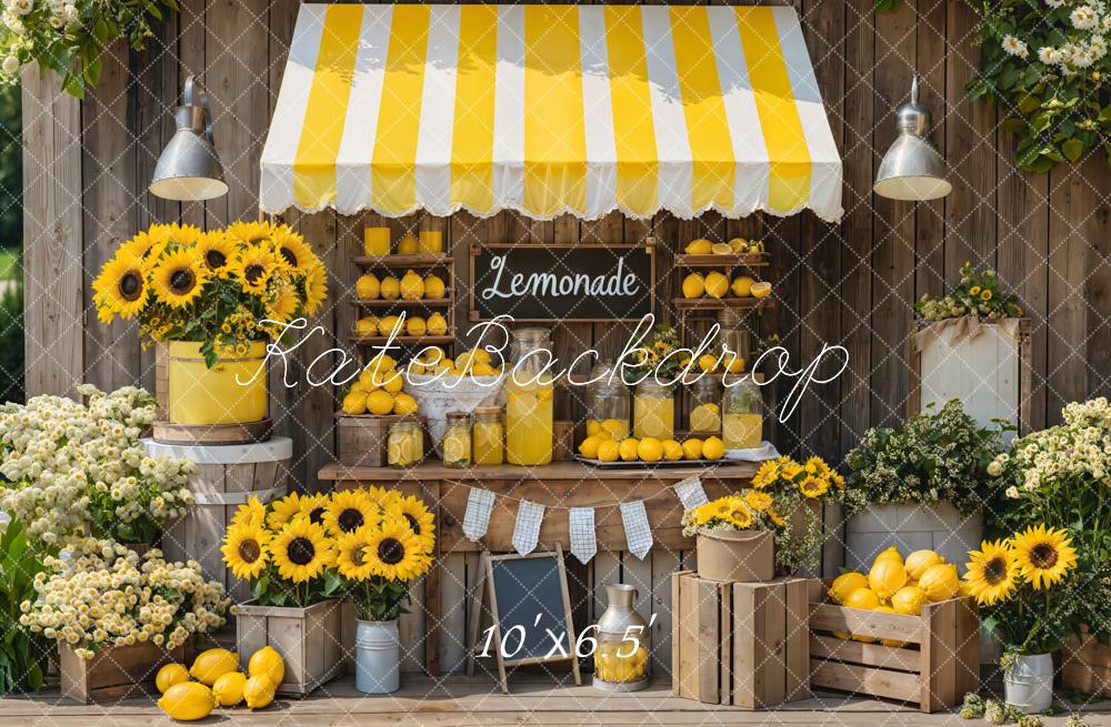 Kate Sommer Lemonade Stand Sonnenblumen Rustikal Hintergrund Entworfen von Emetselch - Kate Backdrop.de