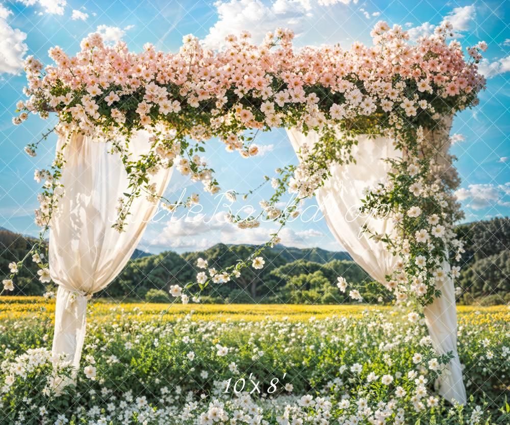 Kate Hochzeit Blumenbogen Wiese Romantisch Hintergrund Entworfen von Emetselch