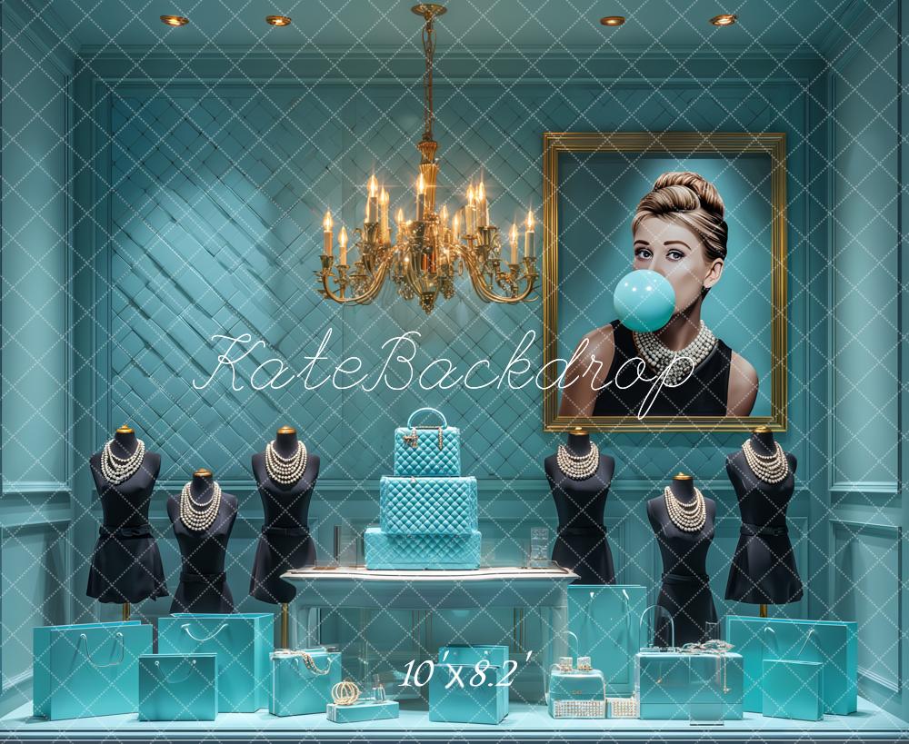 Kate Mode Schaufenster Türkis Elegant Hintergrund Entworfen von Ashley Paul - Kate Backdrop.de