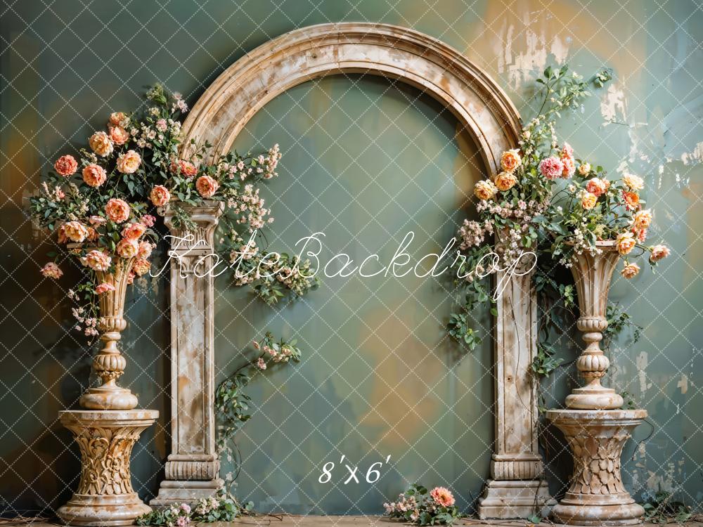 Kate Hochzeit Steinbogen Blumen Vintage Hintergrund Entworfen von Emetselch - Kate Backdrop.de