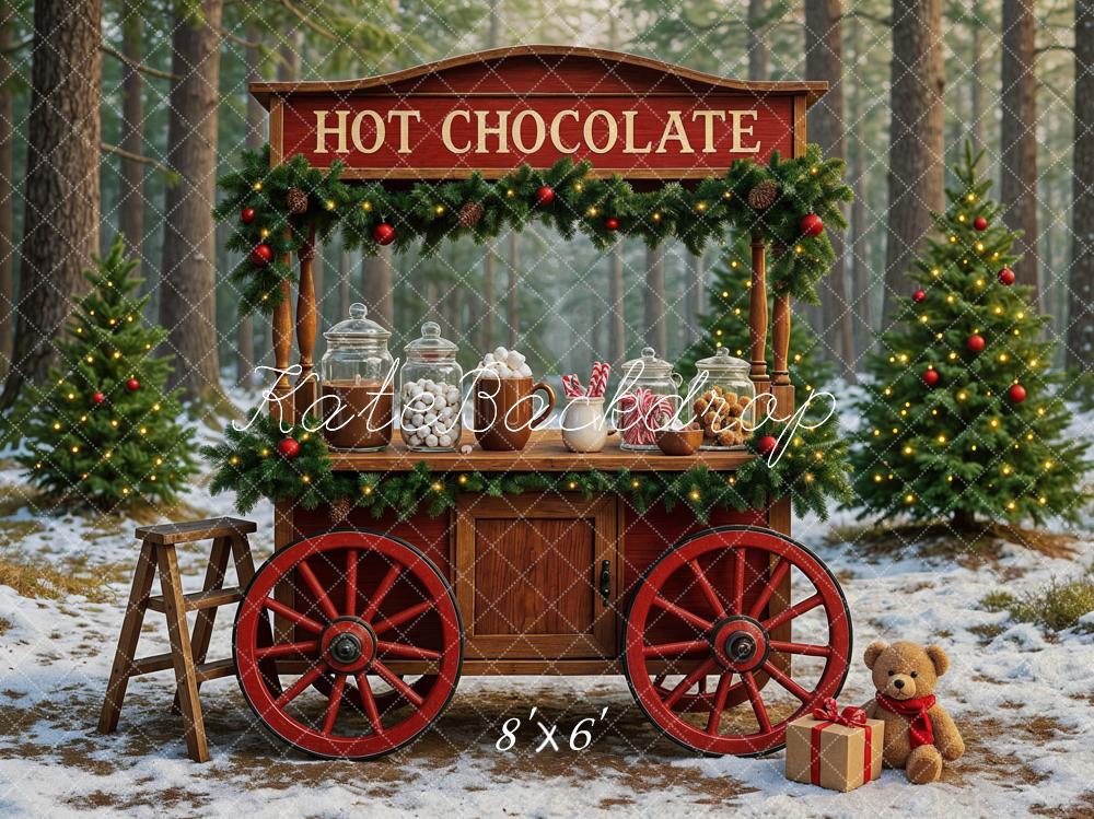 Kate Weihnachten Kakao Stand Wald Hintergrund Entworfen von Ashley Paul - Kate Backdrop.de