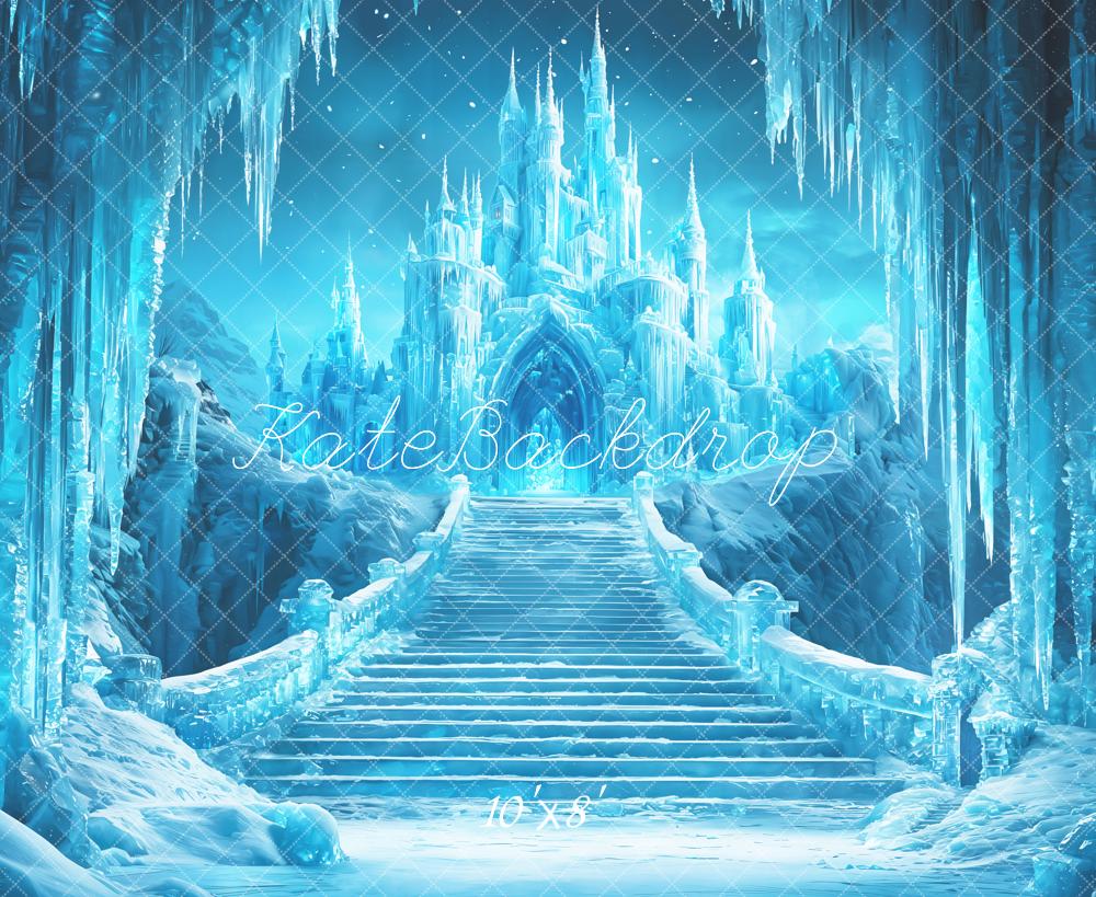 Kate Winter Eispalast Treppe Blau Fleece Hintergrund Entworfen von Kate Image