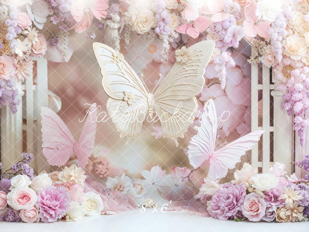Kate Schmetterling Blumenbogen Pastell Hintergrund Entworfen von Chain - Kate Backdrop.de