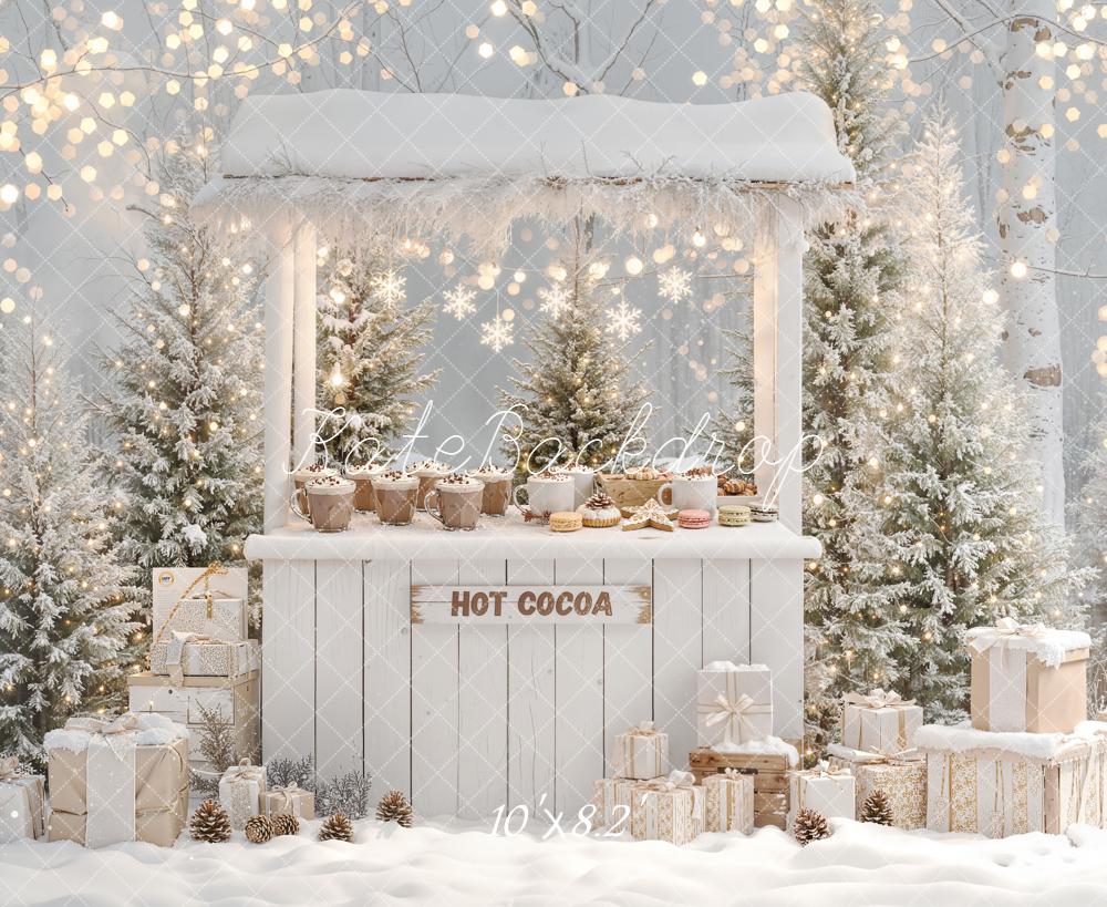 Kate Weihnachten Heiße Schokolade Stand Schnee Hintergrund Entworfen von Emetselch