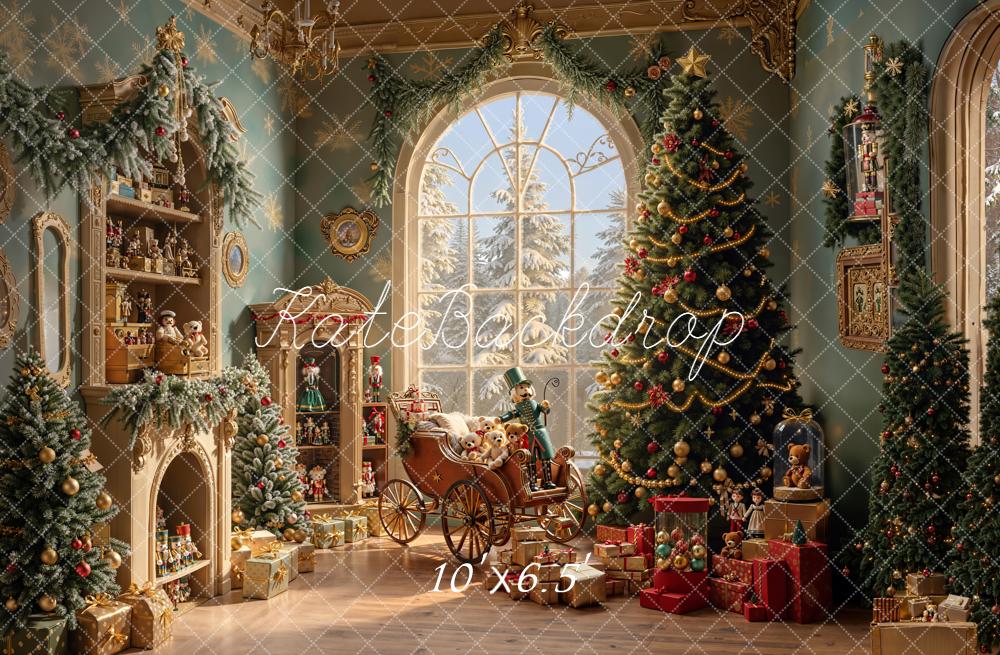 Kate Weihnachten Wohnzimmer Weihnachtsbaum Geschenke Hintergrund Entworfen von Emetselch - Kate Backdrop.de